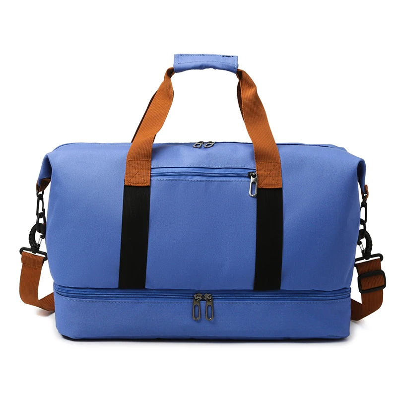 Large-capacity portable travel bag, lightweight gym bag, independent shoe compartment, shoulder messenger bag.