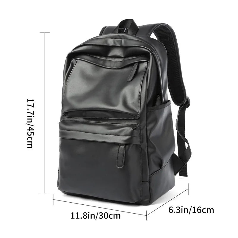 Men Backpack Pu Leather Fashion Waterproof Travel Bag Casual 14 inch laptop backpack