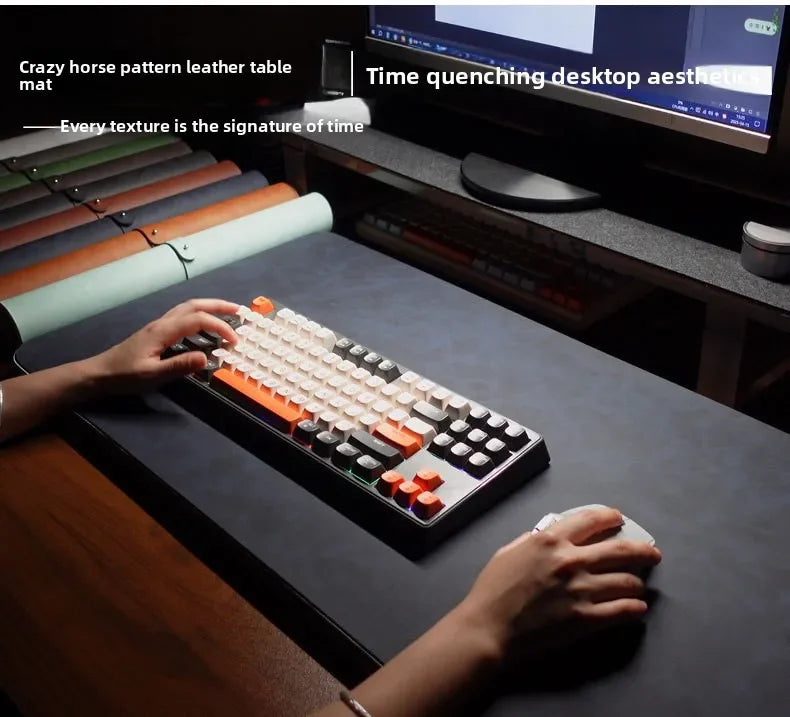 Desk Mat Waterproof PU Mouse Pad Large Mousepad Laptop Non-slip Desk Pad Keyboard Mats Mouse Mat Mouse Wrist Guard Three Pieces