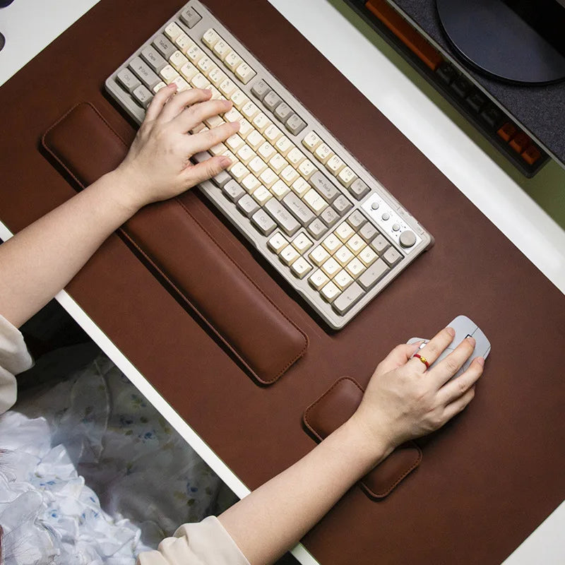 Desk Pad Waterproof PU Mouse Pad Large Mousepad Laptop Non-slip Desk Mat Keyboard Mats Mouse mat, mouse wrist guard three pieces