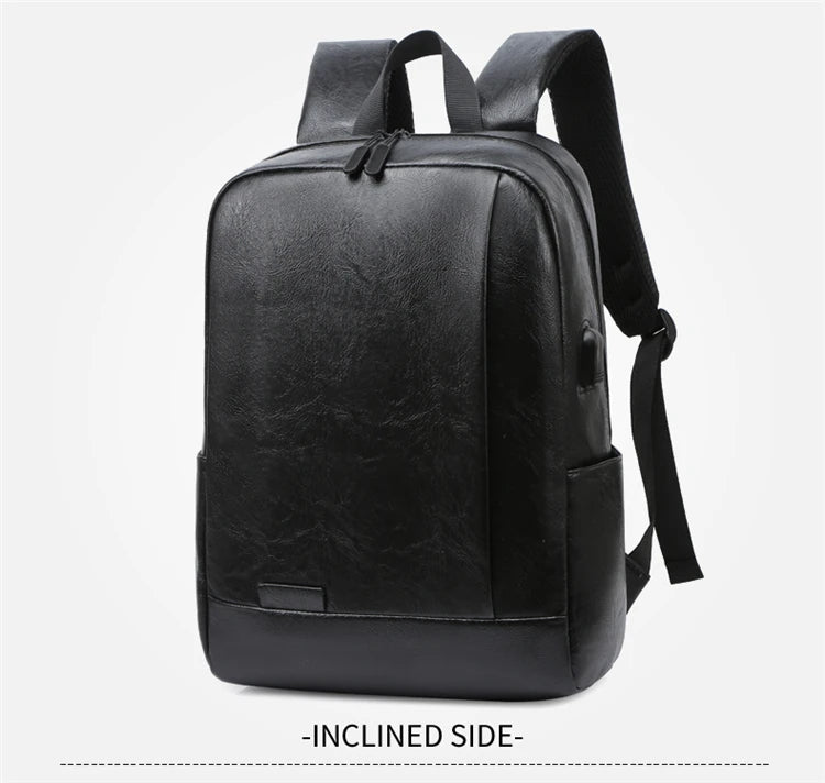 Men Fashionable Backpack PU Leather Satchel Briefcase Office Casual Travel Laptop Office Business Sports Shoulder Backpack