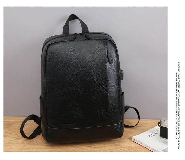 Men Fashionable Backpack PU Leather Satchel Briefcase Office Casual Travel Laptop Office Business Sports Shoulder Backpack