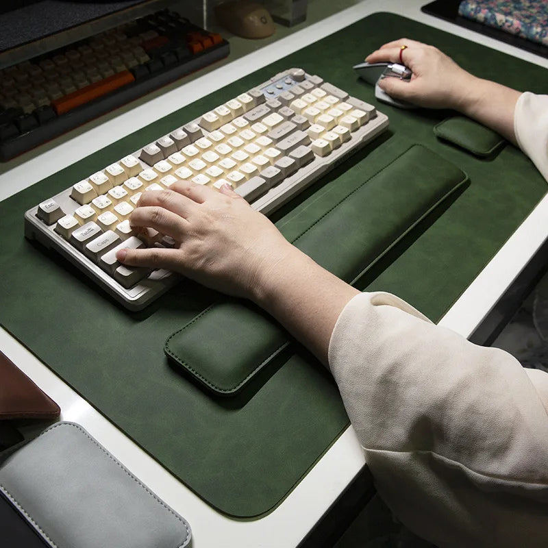 Desk Mat Waterproof PU Mouse Pad Large Mousepad Laptop Non-slip Desk Pad Keyboard Mats Mouse Mat Mouse Wrist Guard Three Pieces