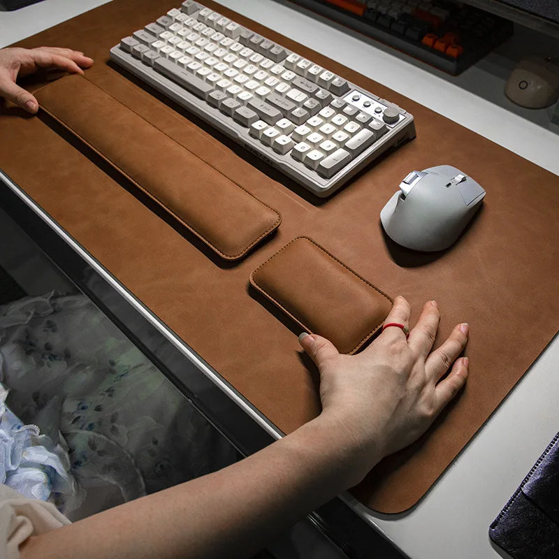 Desk Pad Waterproof PU Mouse Pad Large Mousepad Laptop Non-slip Desk Mat Keyboard Mats Mouse mat, mouse wrist guard three pieces