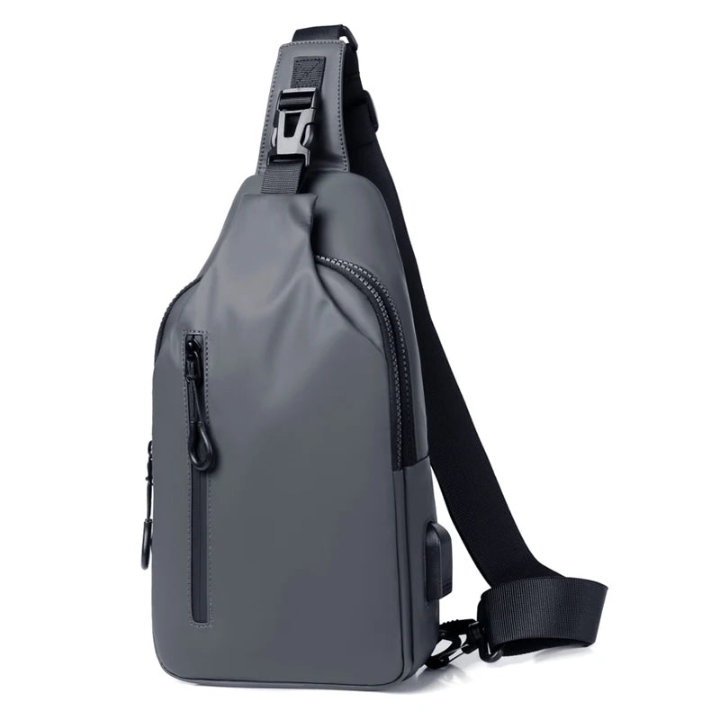 Multifunctional chest bag, men's cross bag with USB charging port and adjustable shoulder strap, suitable for daily commuting