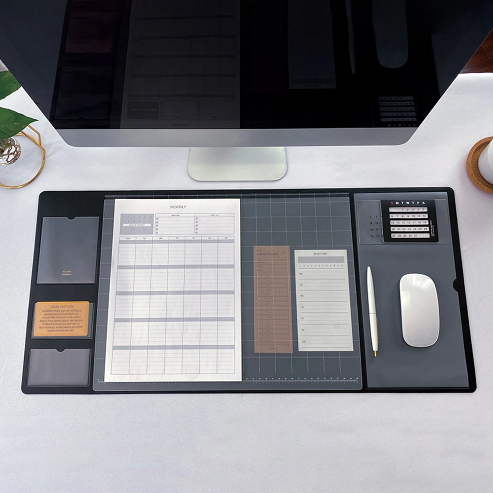 Desk Protect Pad Desk Mat Desk Writing Pad Desk Mouse Keyboard Pad PU Leather Office Desk Mat ,for Keyboard Laptop Home Office