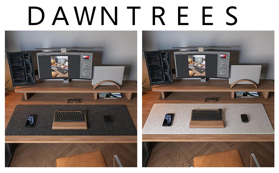 Felt Desk Mat Computer Mat for Desk(31.5x15.7Inches) Large Felt Mouse Pad and Keyboard Mat Desk Protector for Office | Dark Gray