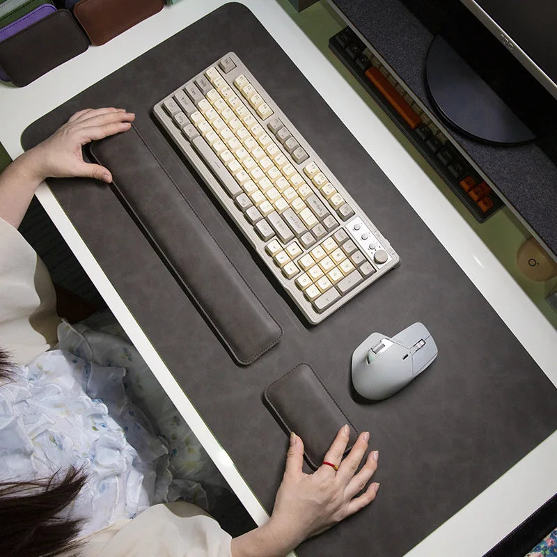 Desk Pad Waterproof PU Mouse Pad Large Mousepad Laptop Non-slip Desk Mat Keyboard Mats Mouse mat, mouse wrist guard three pieces