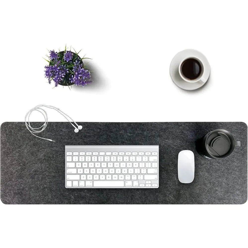 Felt Desk Mat Computer Mat for Desk(31.5x15.7Inches) Large Felt Mouse Pad and Keyboard Mat Desk Protector for Office | Dark Gray
