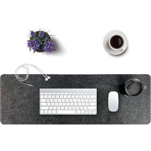 Felt Desk Mat Computer Mat for Desk(31.5x15.7Inches) Large Felt Mouse Pad and Keyboard Mat Desk Protector for Office | Dark Gray