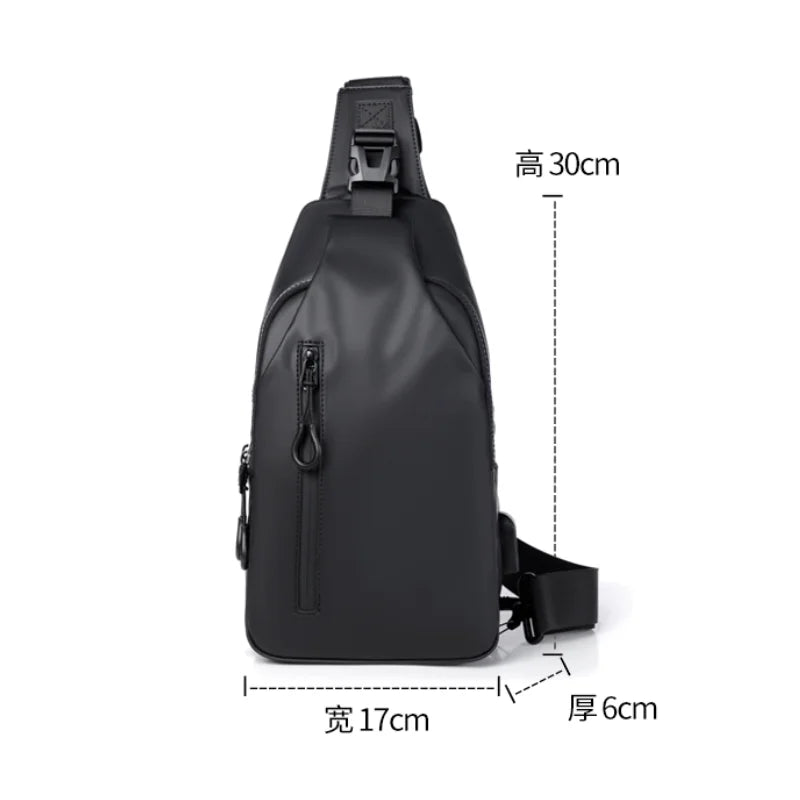 Multifunctional chest bag, men's cross bag with USB charging port and adjustable shoulder strap, suitable for daily commuting
