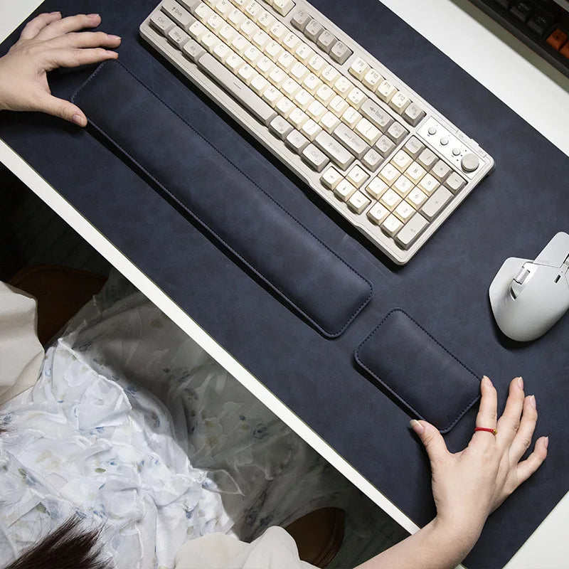 Desk Pad Waterproof PU Mouse Pad Large Mousepad Laptop Non-slip Desk Mat Keyboard Mats Mouse mat, mouse wrist guard three pieces