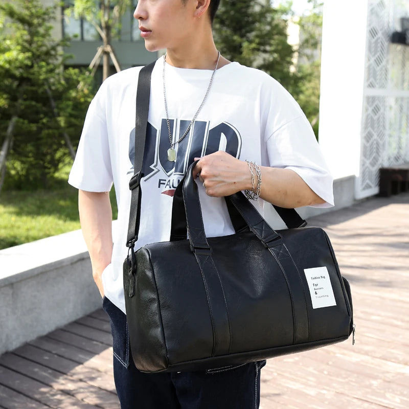 Large Capacity Waterproof Gym Duffel Bag with Wet/Dry Compartments, Black Travel & SportsBagwith AdjustableShoulderStrap, GymBag