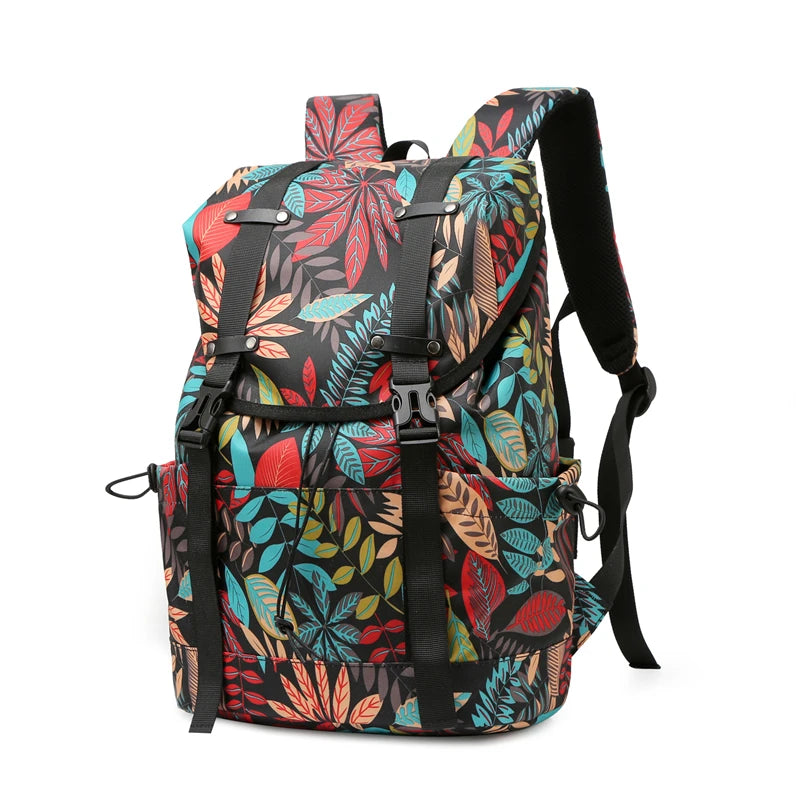Water-Resistant Black Drawstring Backpack -Graffiti Print Large Capacity Backpack, Casual And Versatile Multi-layer Schoolbag