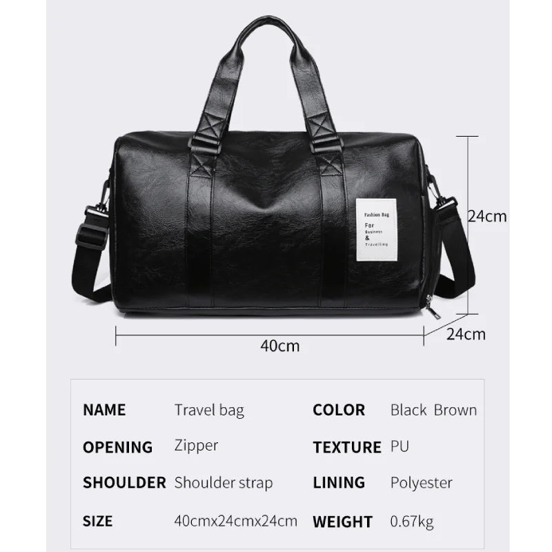 Large Capacity Waterproof Gym Duffel Bag with Wet/Dry Compartments, Black Travel & SportsBagwith AdjustableShoulderStrap, GymBag