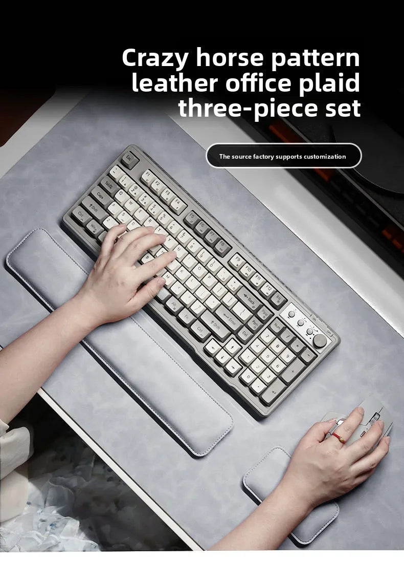 Desk Pad Waterproof PU Mouse Pad Large Mousepad Laptop Non-slip Desk Mat Keyboard Mats Mouse mat, mouse wrist guard three pieces