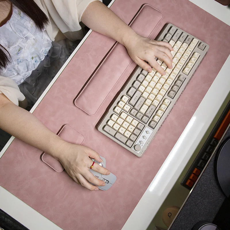 Desk Pad Waterproof PU Mouse Pad Large Mousepad Laptop Non-slip Desk Mat Keyboard Mats Mouse mat, mouse wrist guard three pieces