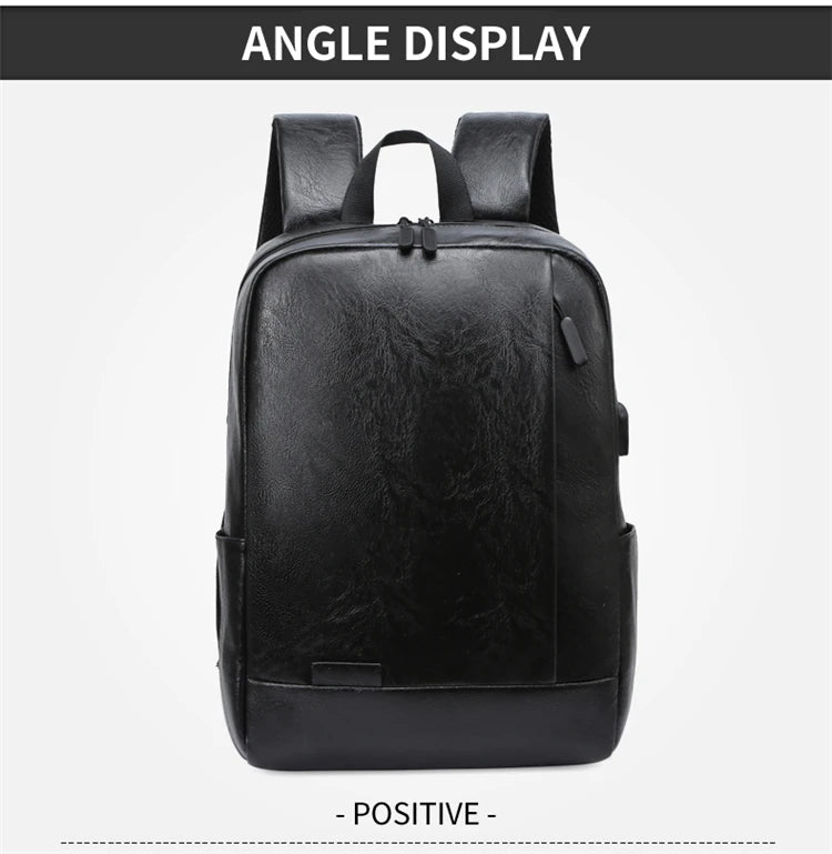 Men Fashionable Backpack PU Leather Satchel Briefcase Office Casual Travel Laptop Office Business Sports Shoulder Backpack