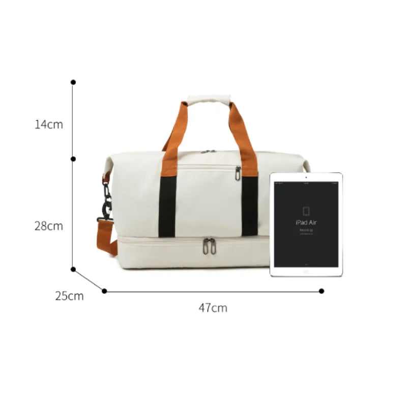 Large-capacity portable travel bag, lightweight gym bag, independent shoe compartment, shoulder messenger bag.